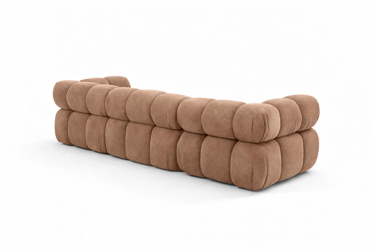 COUCH, 3-Sitzer Modular, Veloursstoff Salvador, Dunkelbeige, Selia - Beige, Holz (285/70/95cm) - Kaiser Möbel