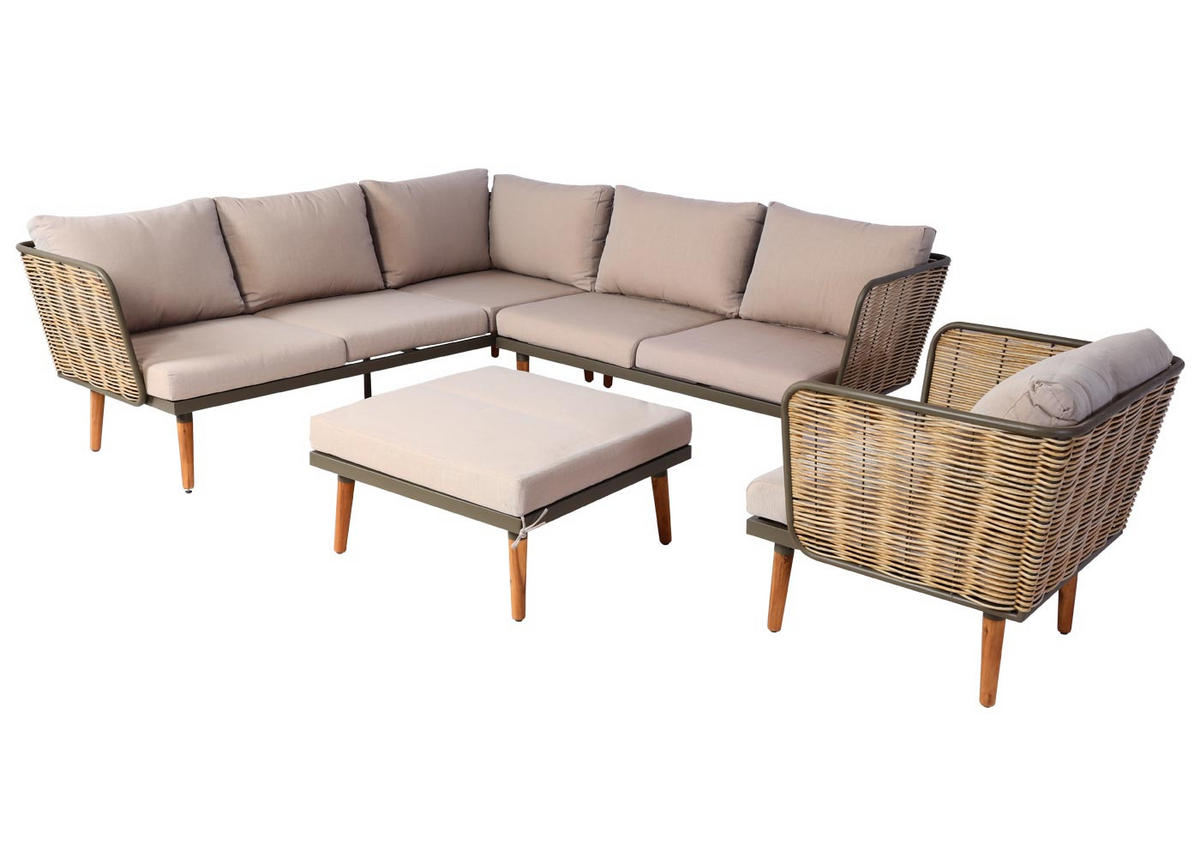 GARTENGARNITUR Braun, Beige - Beige/Braun, Textil - MCW