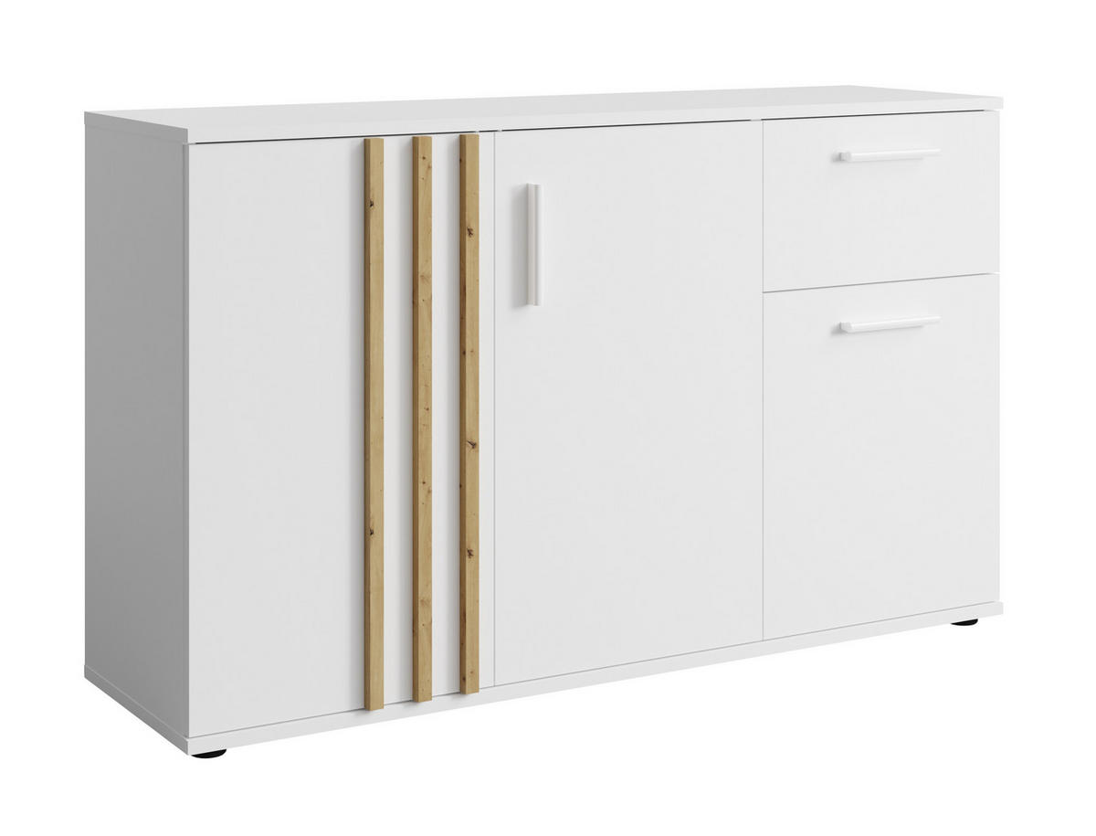 SIDEBOARD Turell 3D1SZ Weiß 120/73/35 cm – Kommode mit Schublade - Weiß, Holzwerkstoff/Kunststoff (120/73/35cm) - AX Living