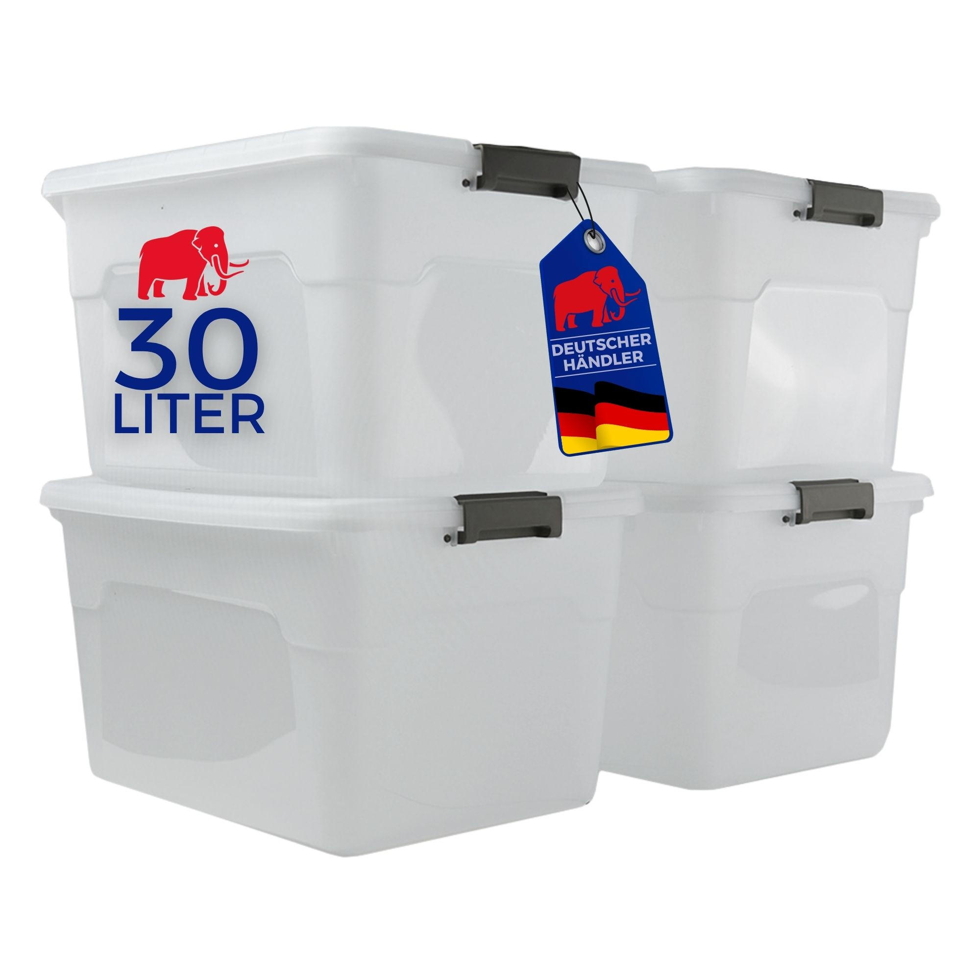 AUFBEWAHRUNGSBOX mit Deckel 30L im 4er Set Klein transparent stapelbar - Transparent, Kunststoff (46/26/33cm) - PROREGAL