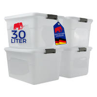 AUFBEWAHRUNGSBOX mit Deckel 30L im 4er Set Klein transparent stapelbar - Transparent, Kunststoff (46/26/33cm) - PROREGAL
