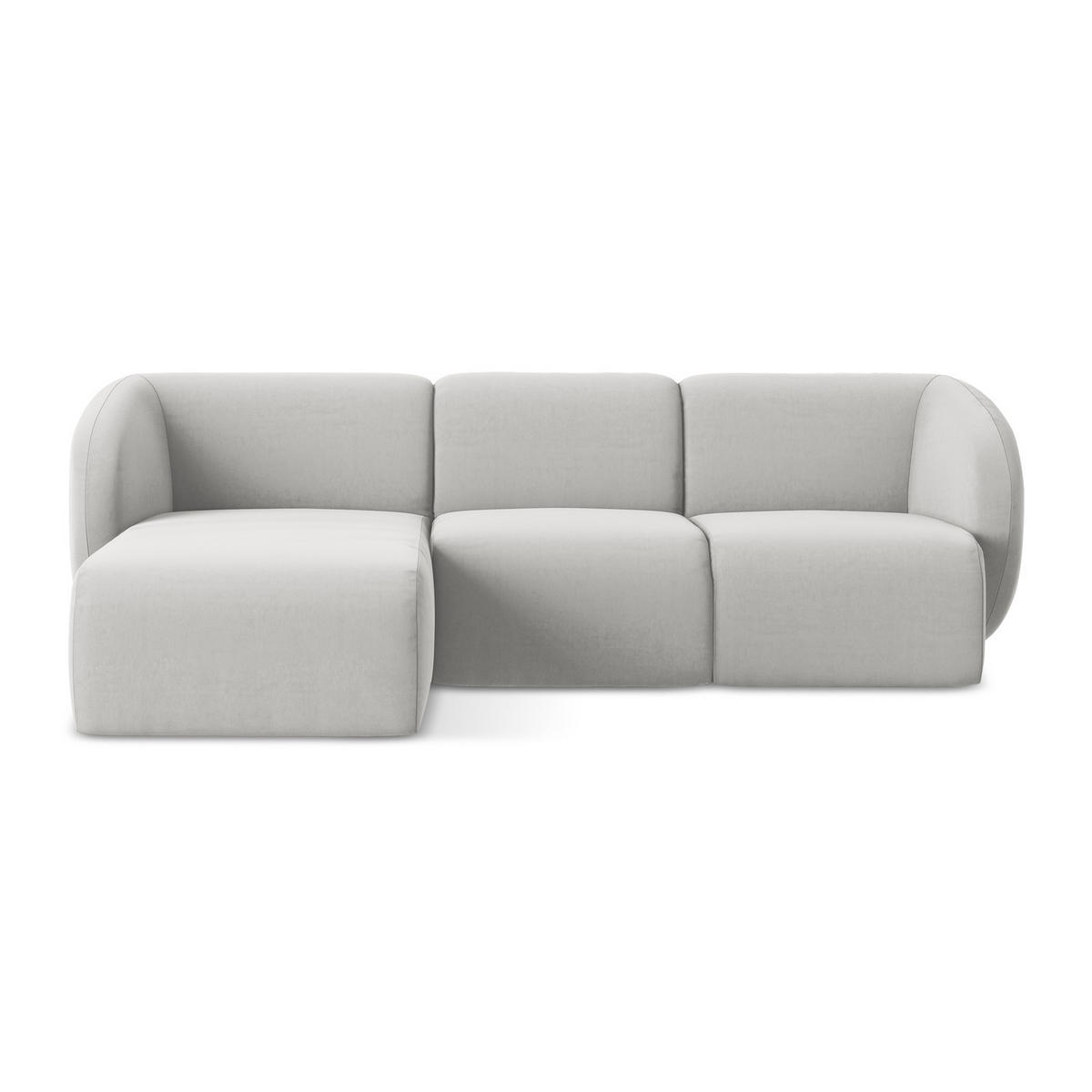 ECKSOFA Links Samt Stoff Grau - Silberfarben/Schwarz, Holzwerkstoff/Kunststoff (248/166cm) - LaMiaSofa