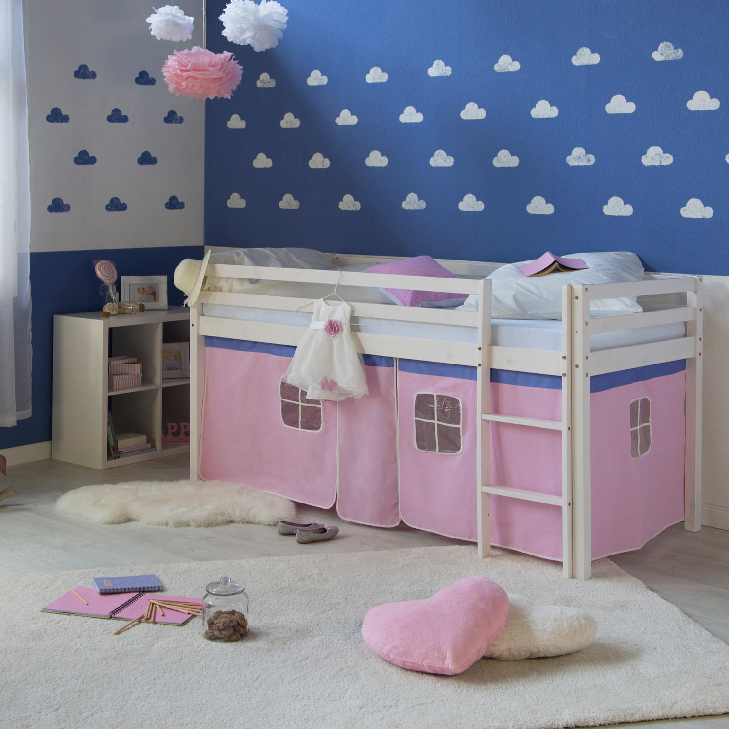 HOCHBETT Leiter 90/200 cm Rosa - Weiß/Rosa, Holz - Homestyle4u