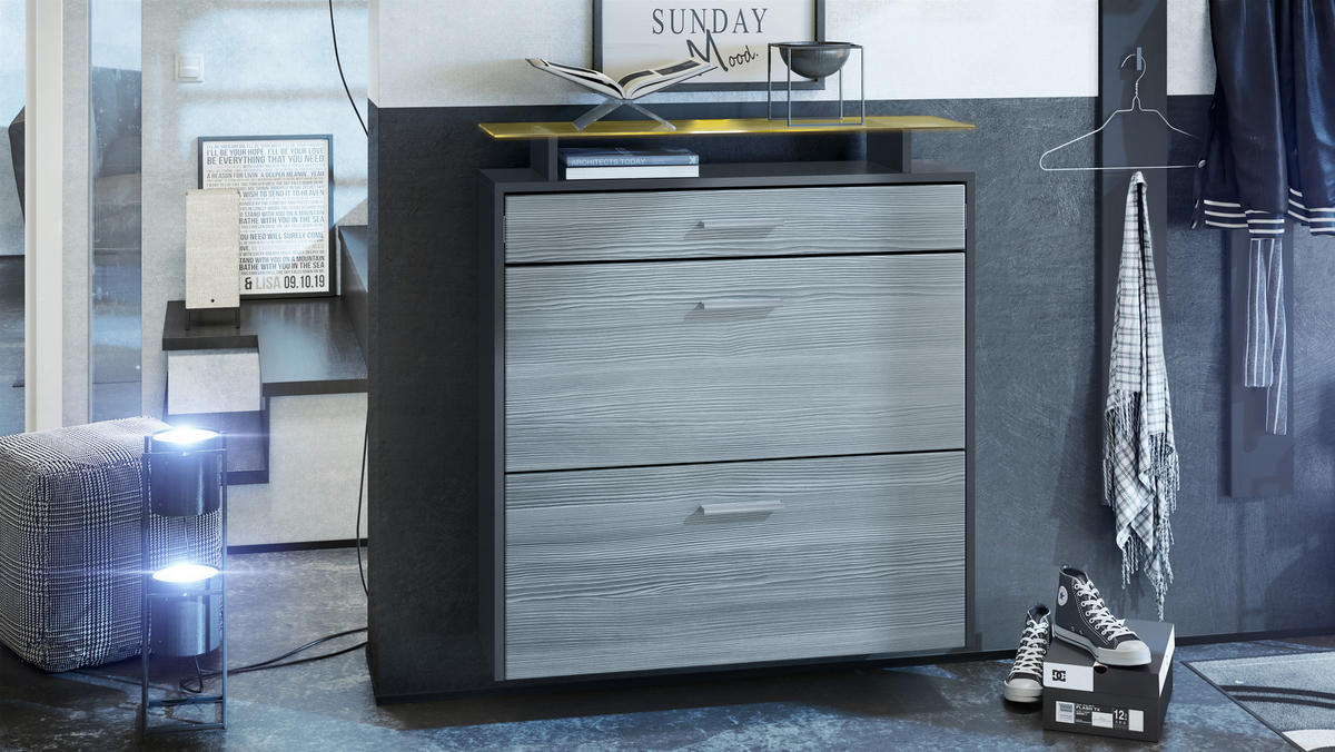 SCHUHSCHRANK Malea Fronten in Weiß Hochglanz - Weiß Hochglanz, Holzwerkstoff (89/96/23cm) - Vladon