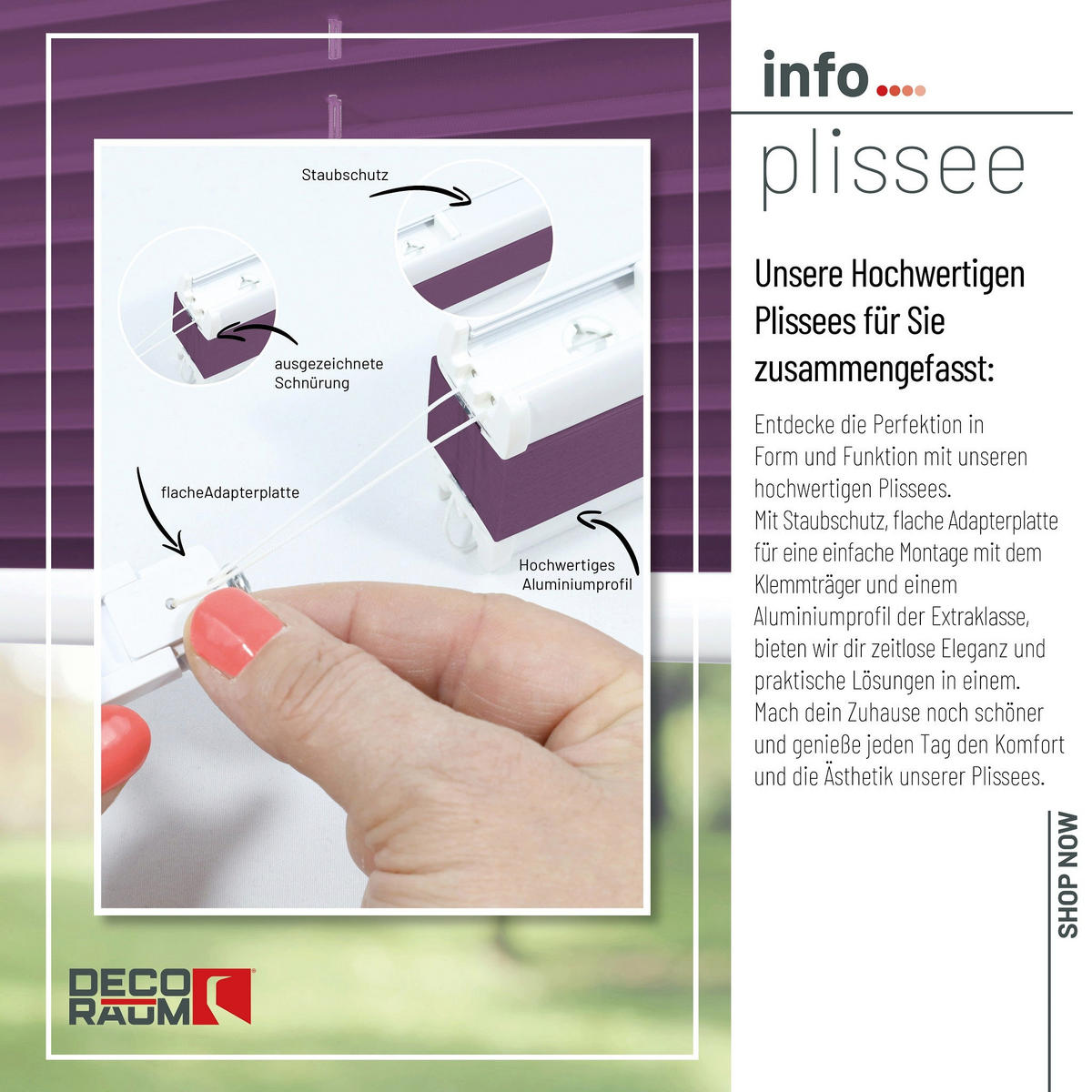 PLISSEE Basic ohne Bohren - Lila, Textil (100/210cm) - Deco-Raum
