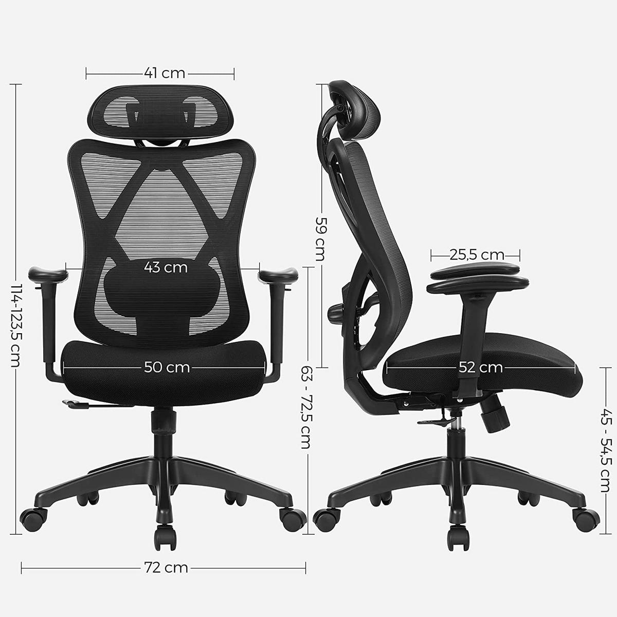 BÜROSTUHL SCHREIBTISCHSTUHL VERSTELLBAR - Schwarz, Leder (66/124/68cm) - Hansiro