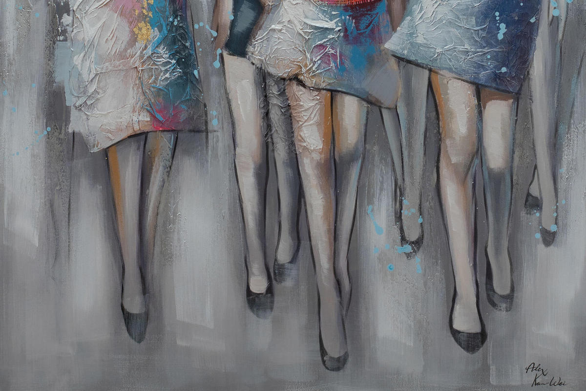 RUČNE MAĽOVANÝ AKRYLOVÝ OBRAZ 75/100 cm, sivý, figurálny motív - sivá, drevo/textil (75/100cm) - KUNSTLOFT