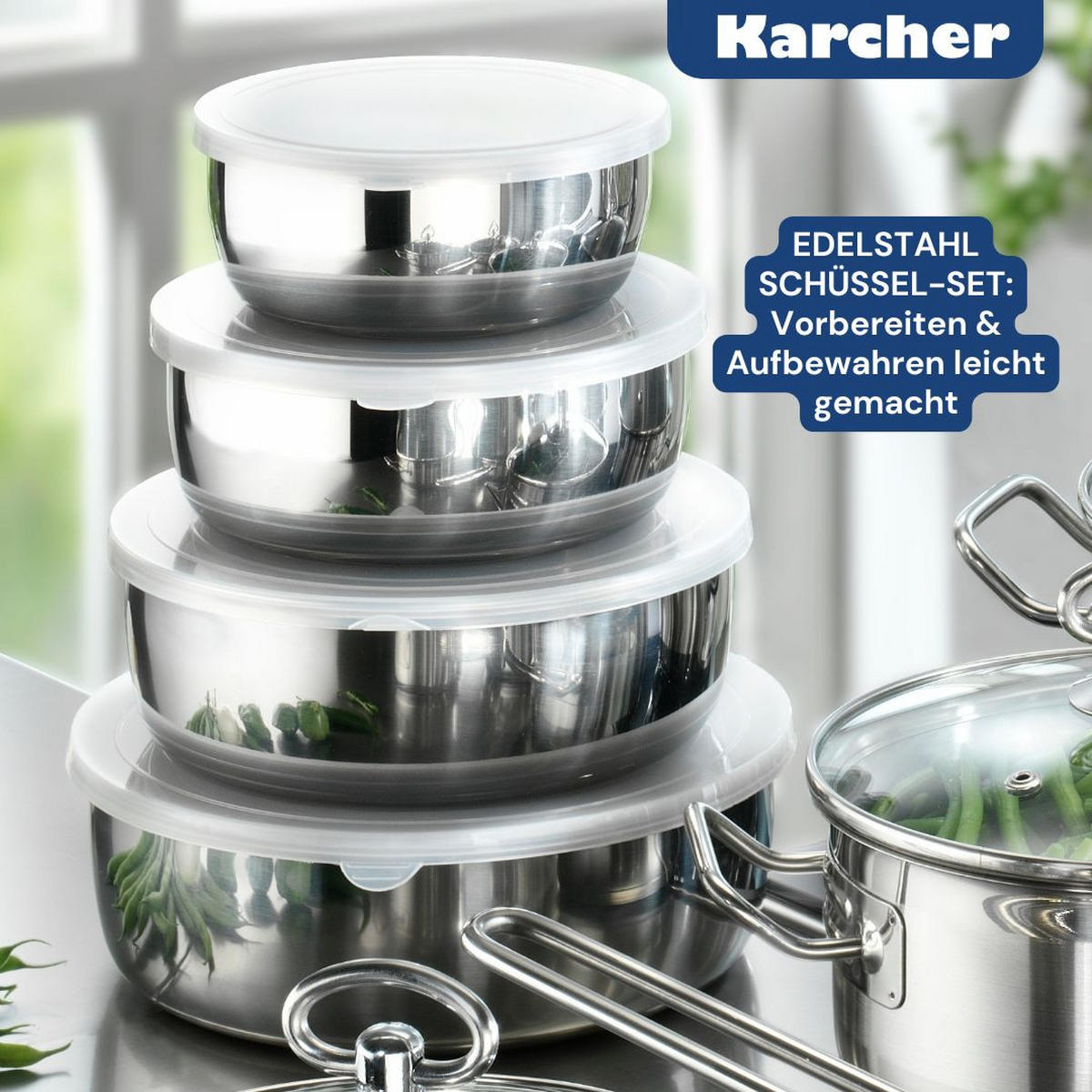 TOPFSET Jasmin aus Edelstahl, Induktion, 20-teilig - Silberfarben, Metall - Karcher