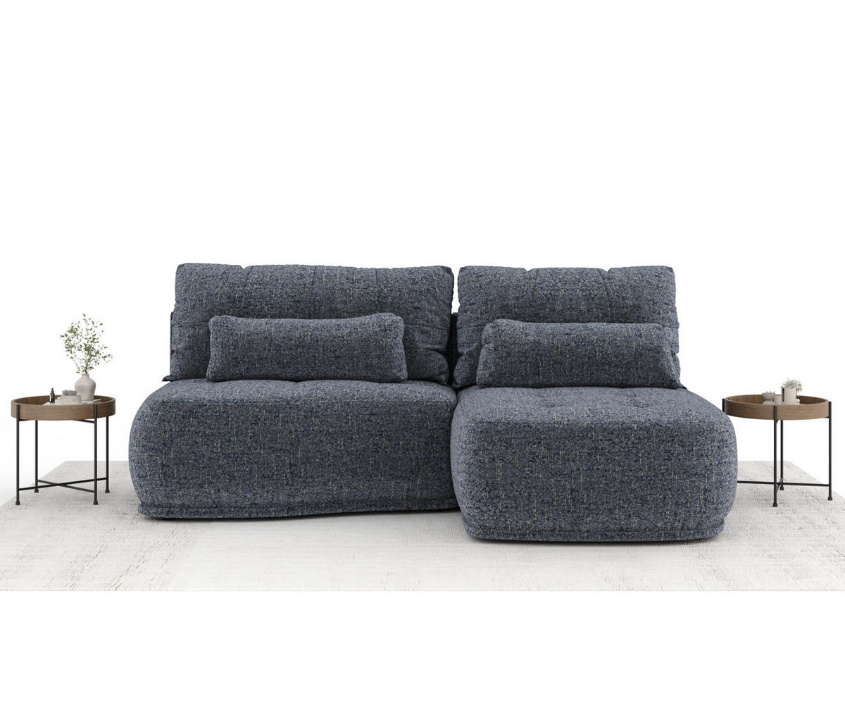 ECKSOFA MIT SCHLAFFUNKTION Marineblau Webstoff - Schwarz/Dunkelblau, Holz/Holzwerkstoff (223/158cm) - Maison de Reve