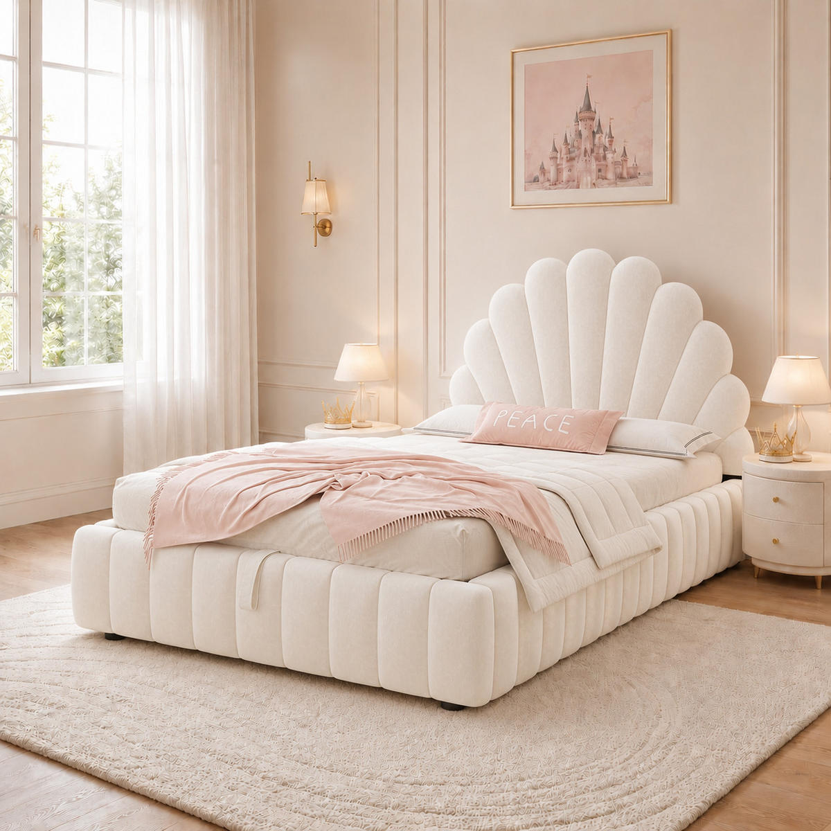 POLSTERBETT 90x200 cm Beige Samt mit Stauraum - Beige, Textil (90/200cm) - FLIEKS