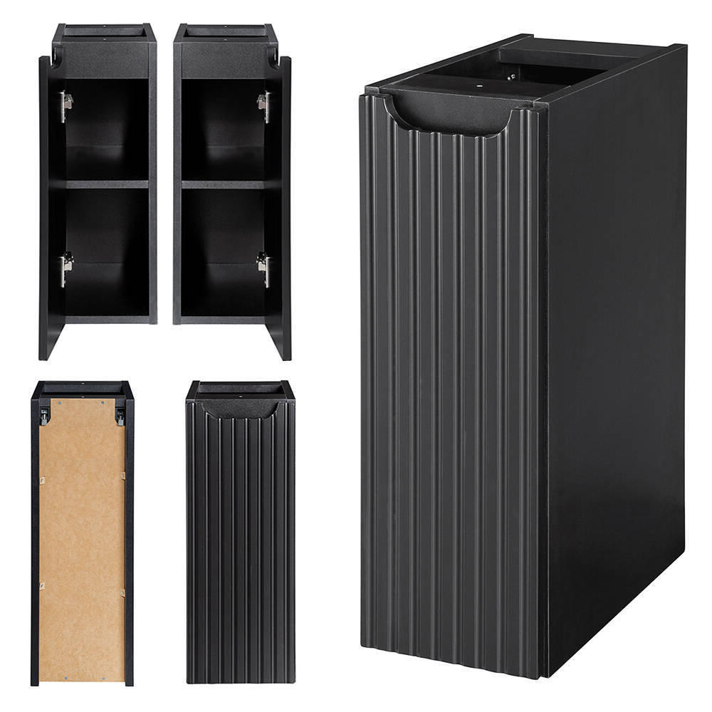 WASCHTISCHUNTERSCHRANK Skelbolu - Eichefarben/Schwarz, Holzwerkstoff (100/60/40cm) - [en.casa]