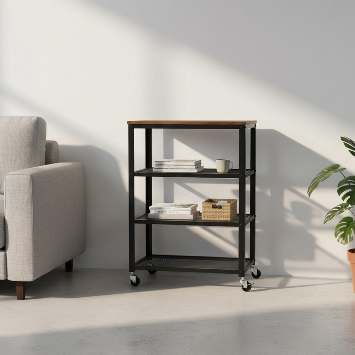 ROLLWAGEN - Multicolor, Holzwerkstoff/Kunststoff (60/85/40cm) - Relaxdays