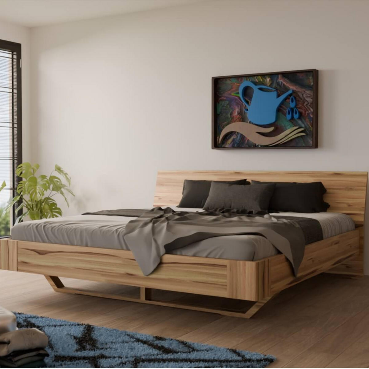SCHWEBEBETT 140/200 cm aus Kernbuche - Braun, Holz (140/200cm) - MeinMassivholz