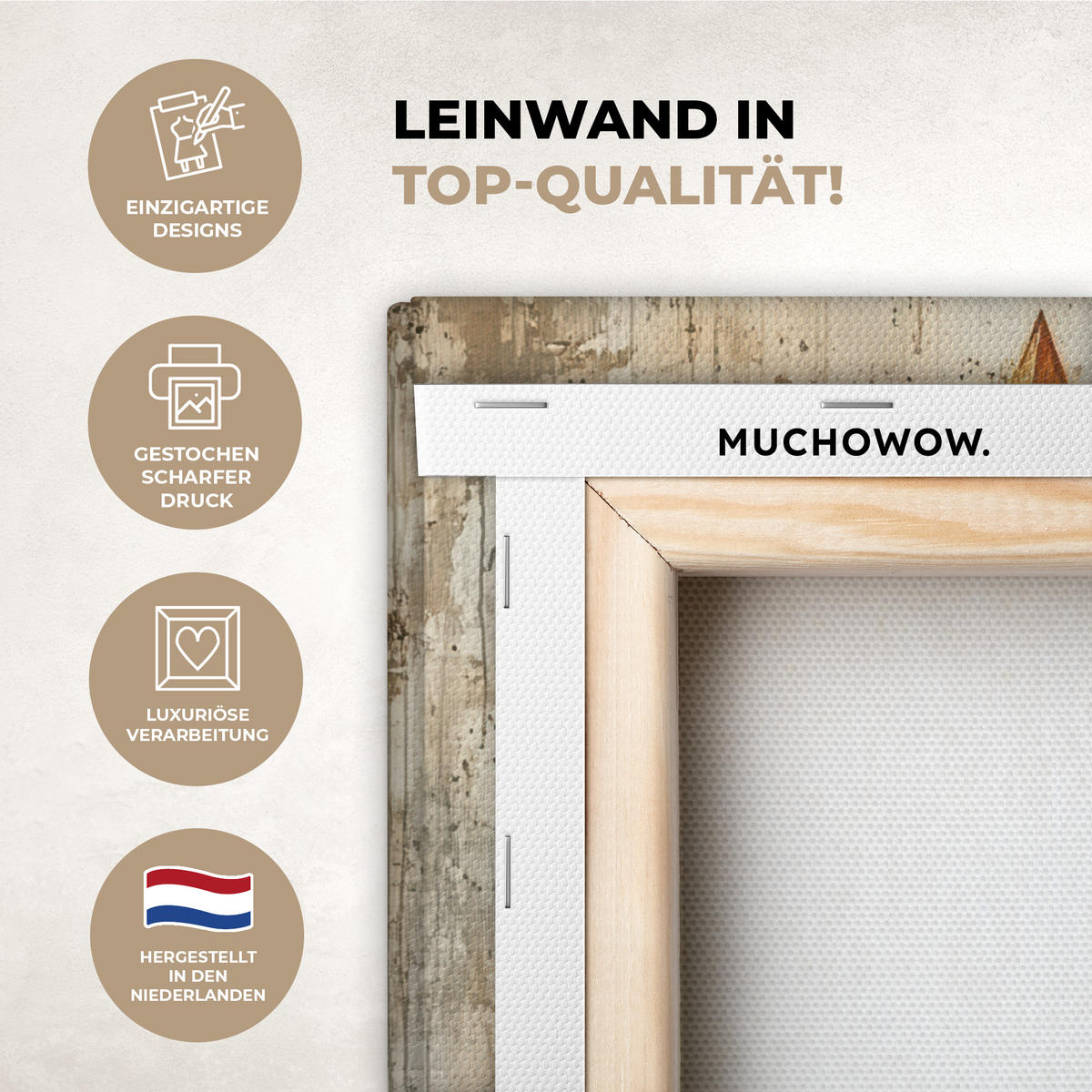 LEINWANDBILD Weihnachtsbaum - Vintage - Weihnachten - Geschenk 30x40 cm - Rostfarben, Textil (30/40cm) - MuchoWow