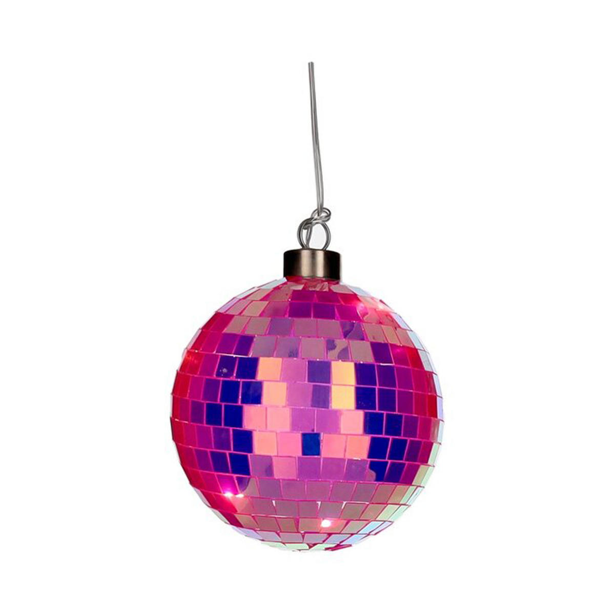 WEIHNACHTSKUGEL LED Disco, Glas / Polyester, Neon Pink, Ø 10 cm - Pink, Glas (10/10/10cm) - Gift Company