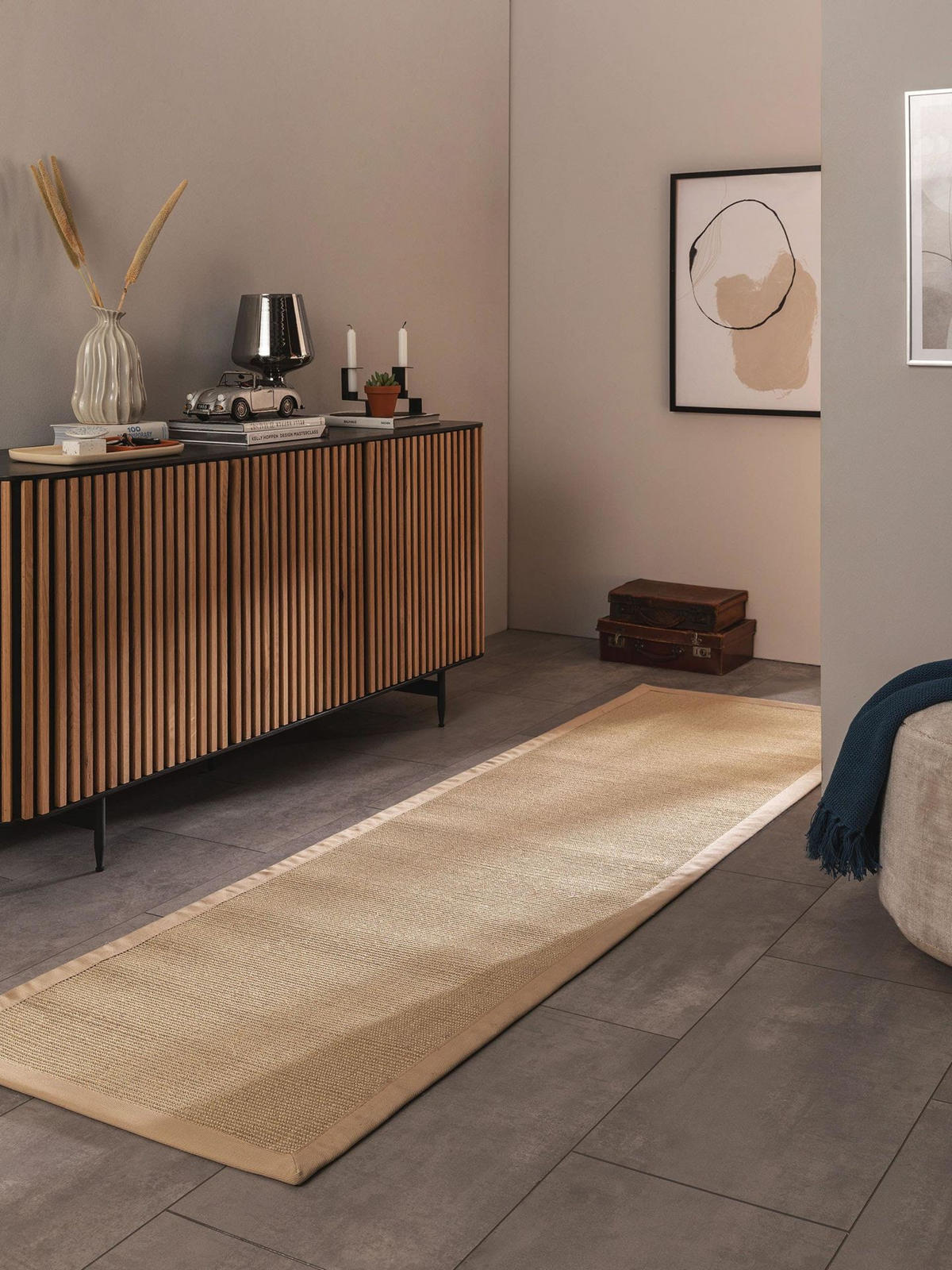 SISALTEPPICH Sana Cream 70x240 cm - Beige, Naturmaterialen/Kunststoff (70/1cm) - KUNSTLOFT