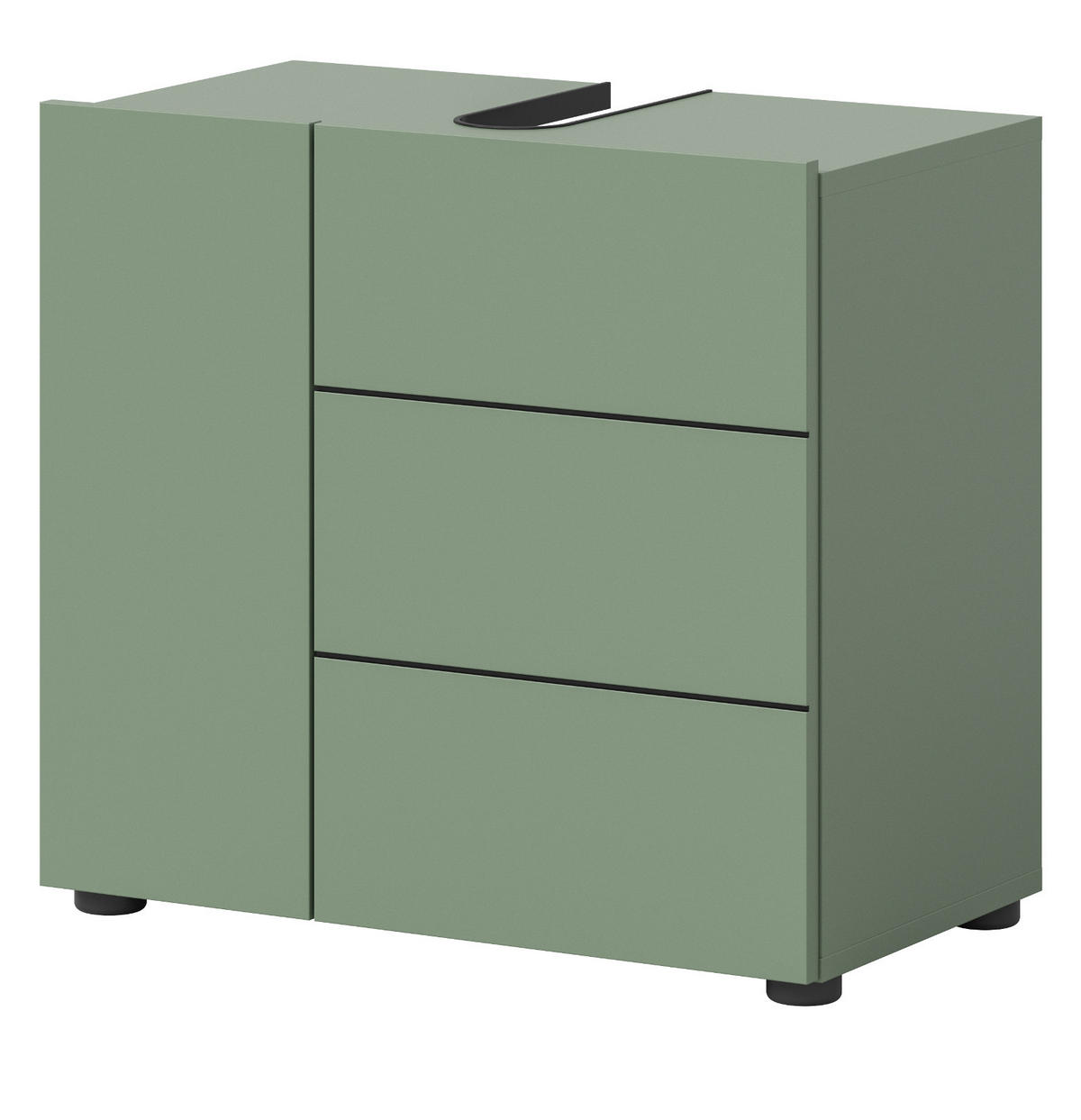 WASCHBECKENUNTERSCHRANK grün, Badezimmer Unterschrank 60 x 56 cm - Schwarz/Grün, Holzwerkstoff/Kunststoff (60/190/34cm) - Inn.Furn