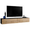 TV-HÄNGEBOARD LORETO, Schwarz, Wotan - Eiche Wotan/Schwarz, Holzwerkstoff (200/30/41.5cm) - Komodee
