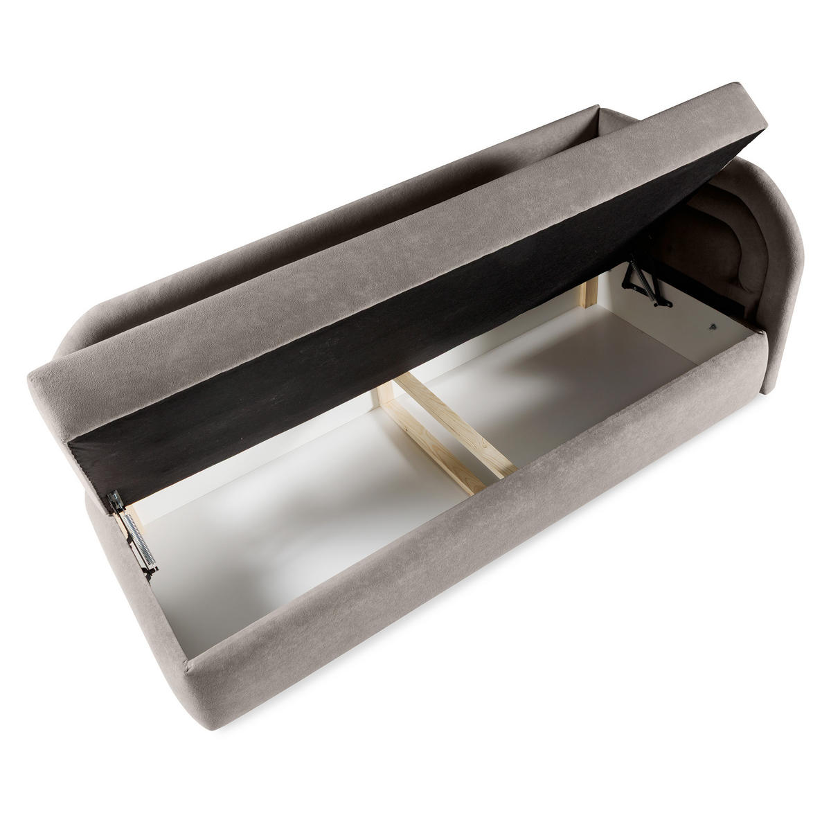 POLSTERBETT Cobi, Eckbett 80x200 cm mit Bettkasten, Hellbraun, Rechts - Hellbraun, Textil (80/200cm) - Beautysofa