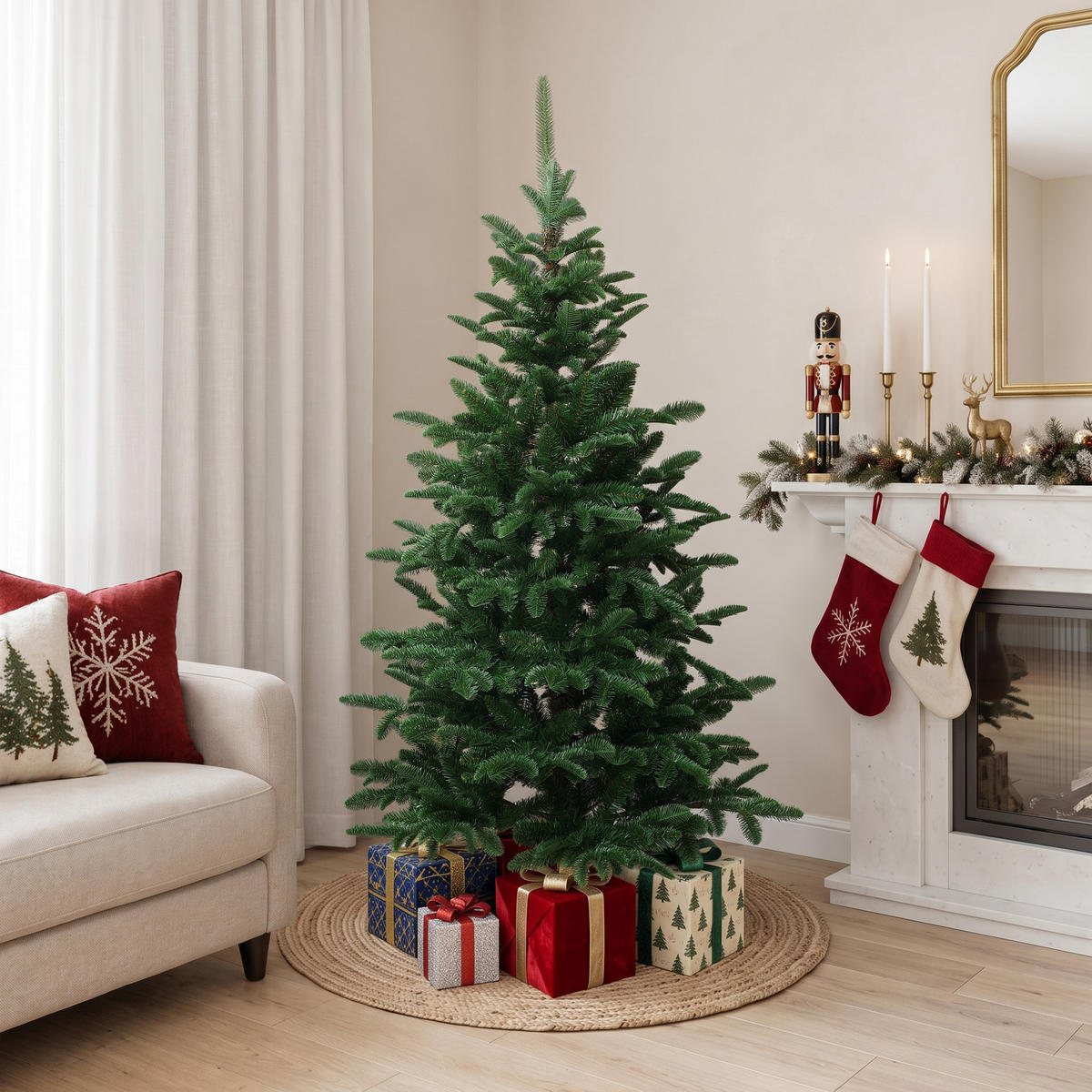 KÜNSTLICHER Weihnachtsbaum 150 cm mit 769 PE-/PVC-Spitzen, Tannen-Optik - Grün, Kunststoff (150cm) - Hometopia