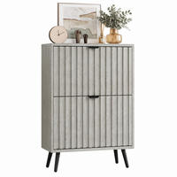 SCHUHSCHRANK mit 2 Klapptüren Grau MDF Metallbeine - Grau, Holzwerkstoff (24/94/60cm) - Beauniv