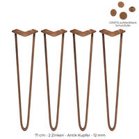 TISCHBEINESET 4 x Hairpin 71cm 2 Streben - Bronzefarben, Metall (1/1/1cm) - Monstershop