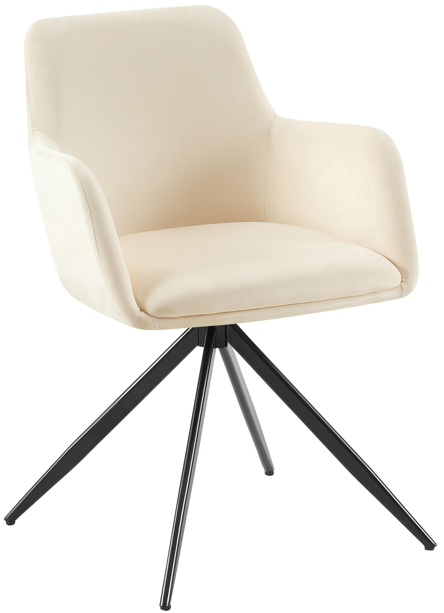 ARMLEHNENSTUHL Samt creme - Creme/Schwarz, Textil/Metall (56/81/62cm) - CLP