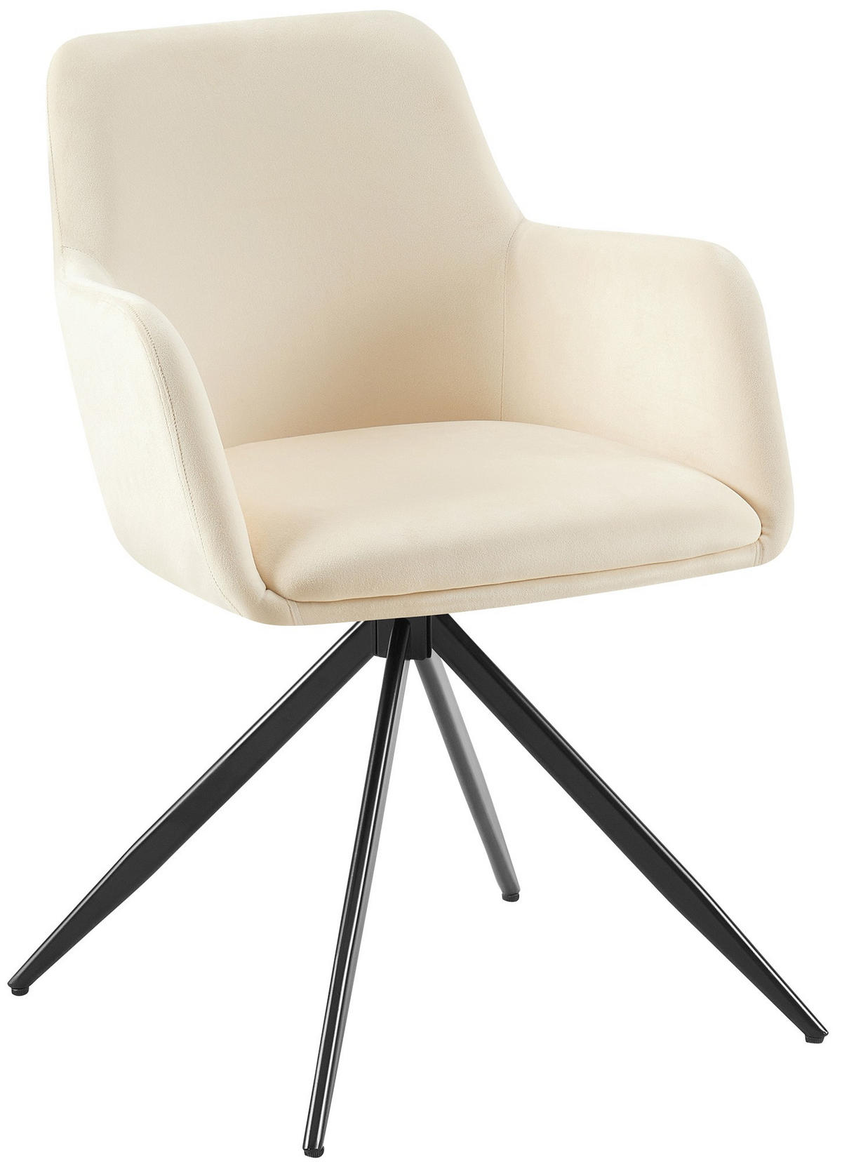 ARMLEHNENSTUHL Samt creme - Creme/Schwarz, Textil/Metall (56/81/62cm) - CLP