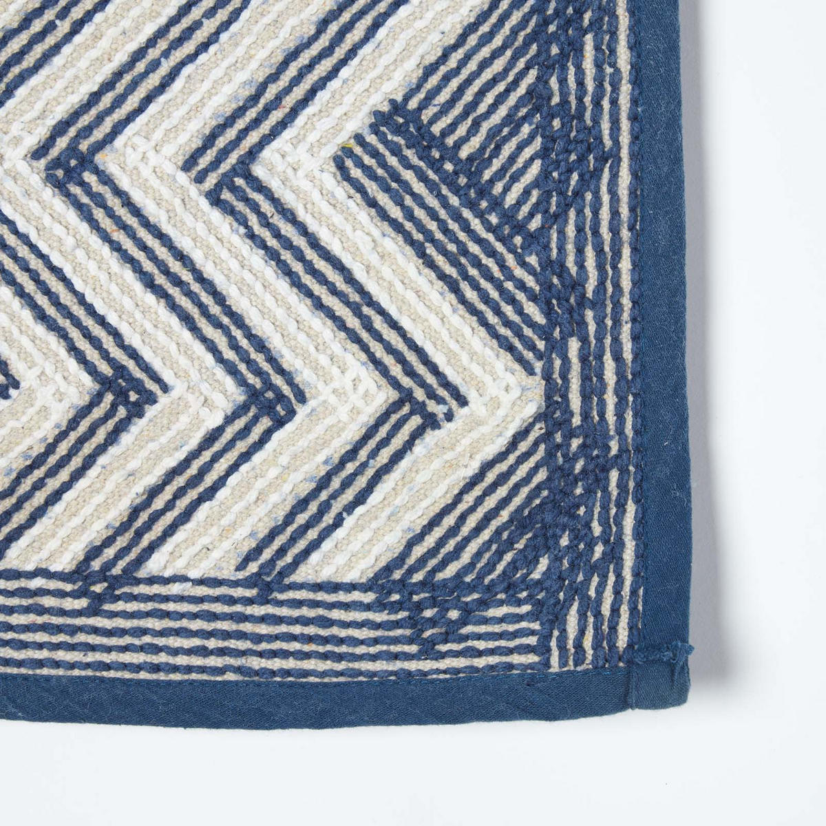 BADEMATTE 50/80 cm Chevron, Baumwolle - Blau, Textil (50/80cm) - Homescapes