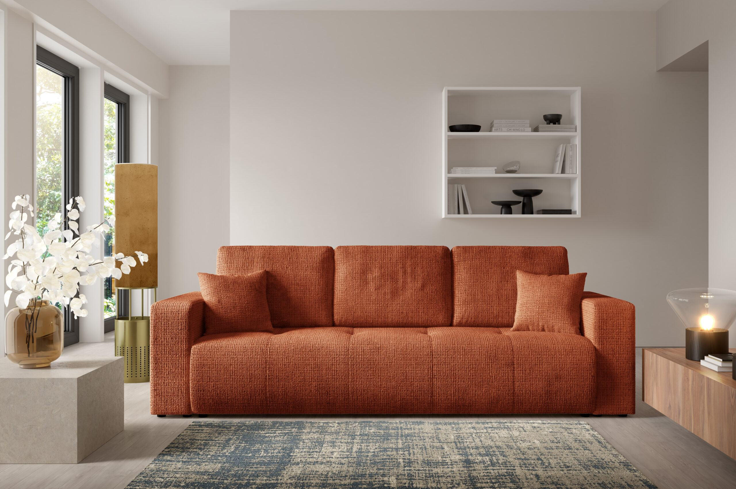 SCHLAFSOFA mit Bettkasten Orange - Orange, Textil (244/70/92cm) - Furnisell