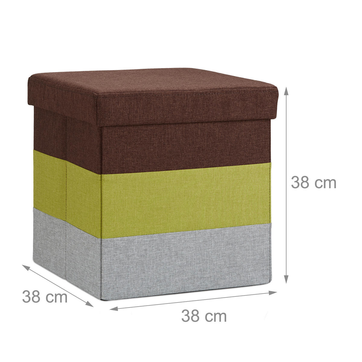 HOCKER - Multicolor, Holzwerkstoff/Textil (38/38/38cm) - Relaxdays