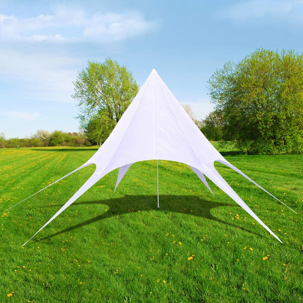 GARTENPAVILLON Hexagon Stern 12M - Weiß, Textil (1200/12cm) - vidaXL