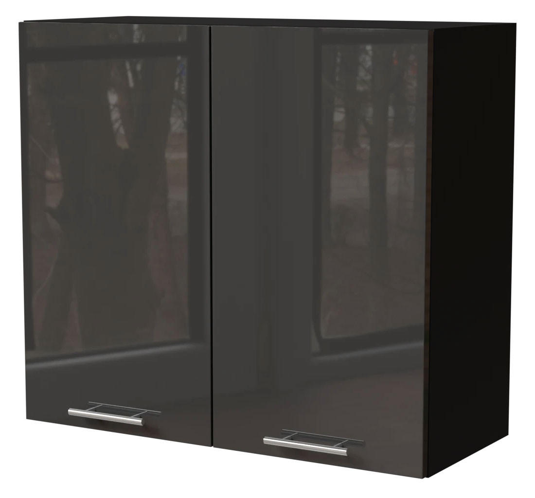KÜCHENHÄNGESCHRANK Essen W3/80 Graphit Hochglanz / Schwarz Matt 80 / 32,5 / 72cm - Schwarz/Graphitfarben, Holz/Holzwerkstoff (80/72/32.5cm) - Feldmann-Wohnen