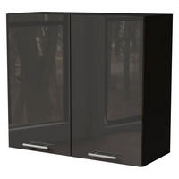 KÜCHENHÄNGESCHRANK Essen W3/80 Graphit Hochglanz / Schwarz Matt 80 / 32,5 / 72cm - Schwarz/Graphitfarben, Holz/Holzwerkstoff (80/72/32.5cm) - Feldmann-Wohnen