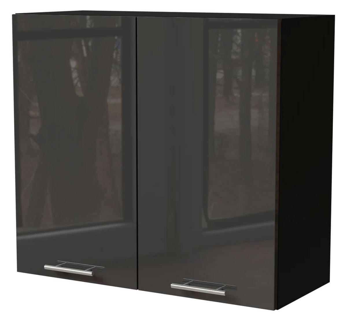 KÜCHENHÄNGESCHRANK Essen W3/80 Graphit Hochglanz / Schwarz Matt 80 / 32,5 / 72cm - Schwarz/Graphitfarben, Holz/Holzwerkstoff (80/72/32.5cm) - Feldmann-Wohnen