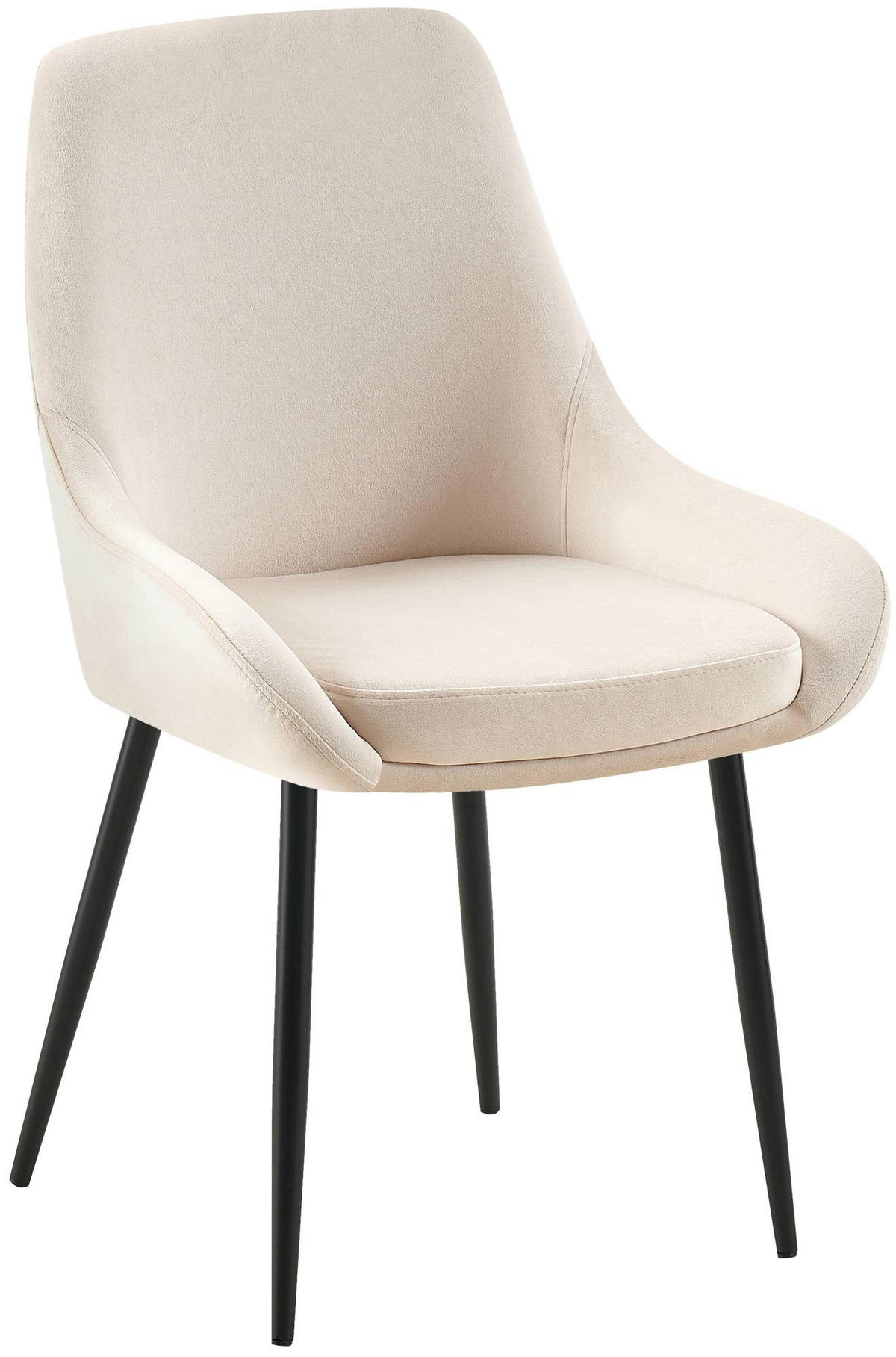 STUHL Samt Creme - Creme/Schwarz, Textil (50/86/53cm) - CLP