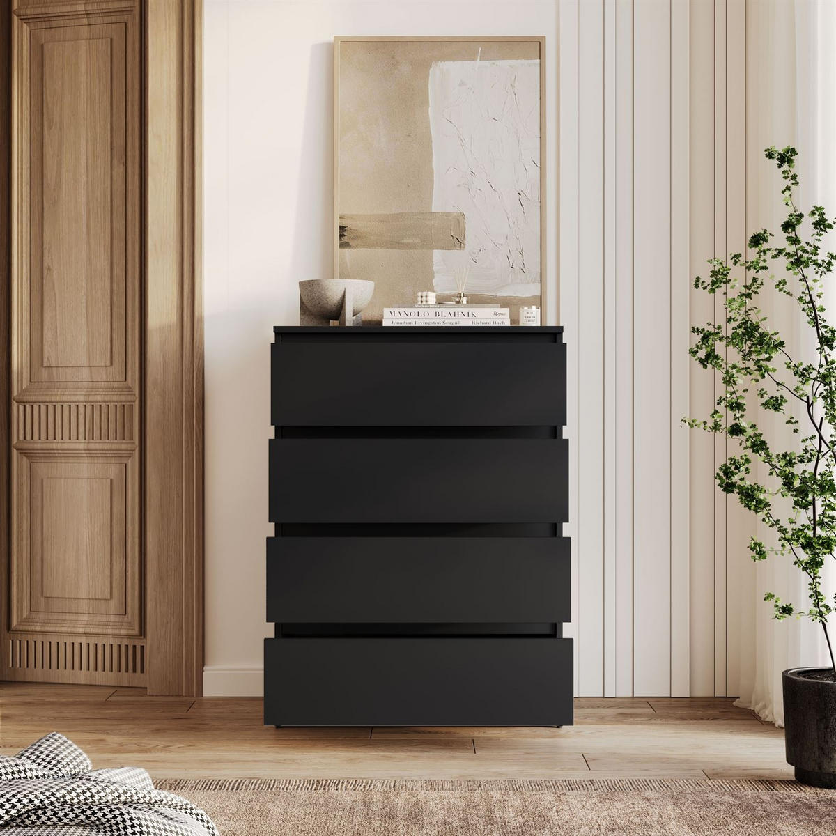 MODERNE Sideboard HANA M4 70 Schwarz matt - Schwarz, Holzwerkstoff (70/97/40cm) - Lookway