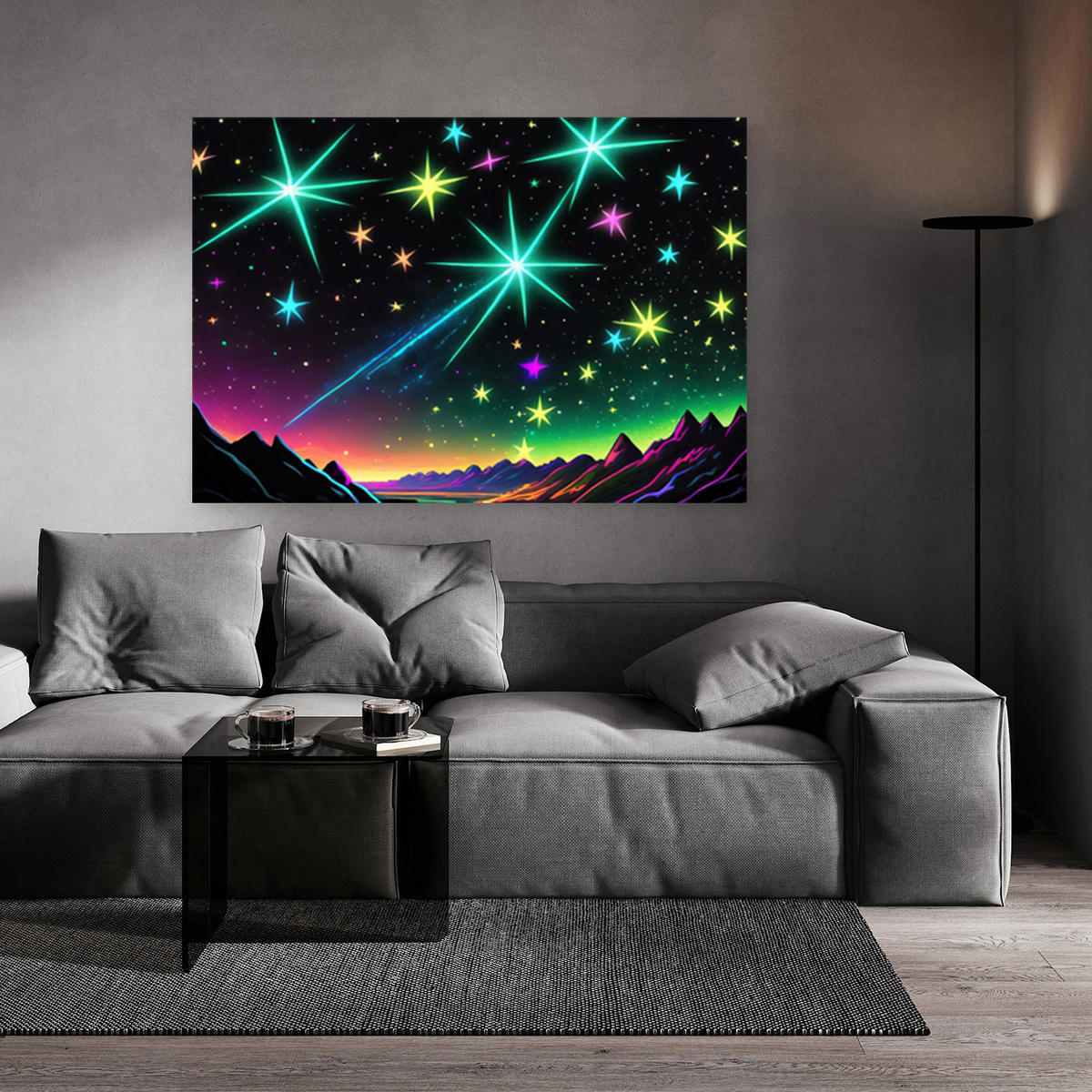 WANDBILD aurora borealis landschaft neon - Multicolor, Textil (60/40cm) - Feeby
