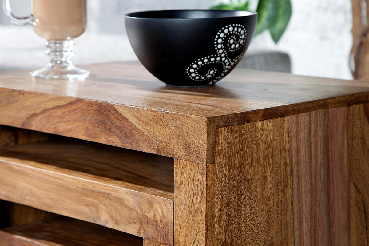 BEISTELLTISCH MAKASSAR Sheesham Natur 45 cm 3er Set - Braun, Holz (30/45/45cm) - riess-ambiente