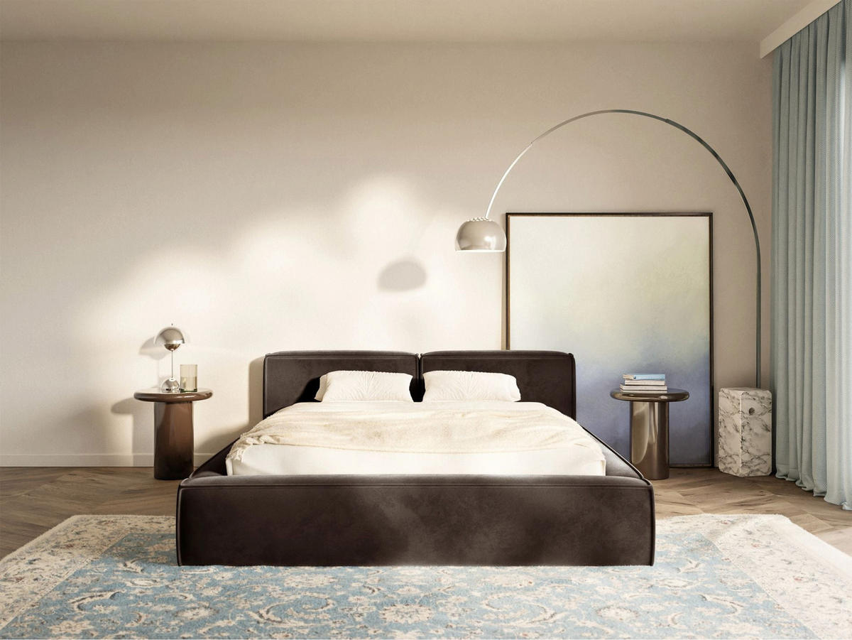 POLSTERBETT Tilves Slim Braun 140x200 cm - Schwarz/Braun, Kunststoff/Textil (140/200cm) - Selsey
