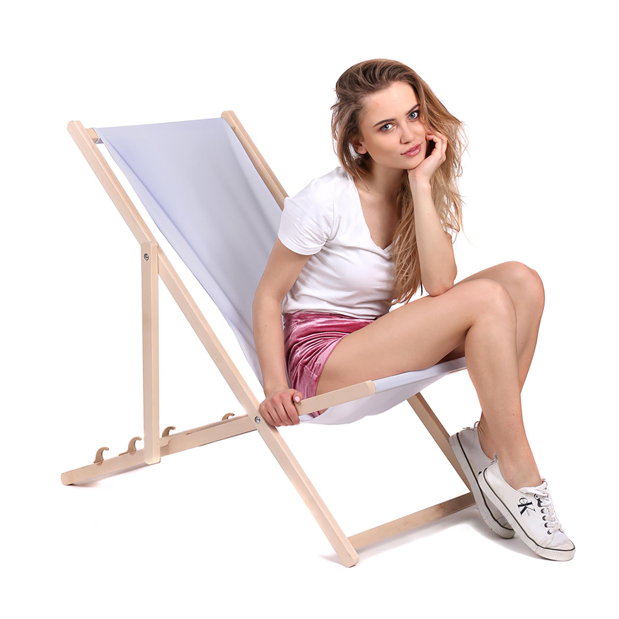 HOLZLIEGESTUHL klappbar Buchenholz Pale Grey M - Hellgrau, Holz (54/85/92cm) - Dreamroots