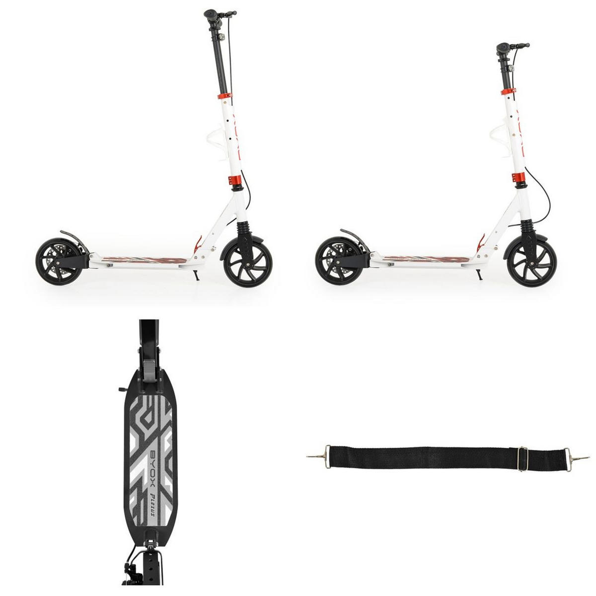 KINDERROLLER Plexus weiß uni Bremse Stoßdämpfer Flaschenhalter bis 100 kg - Weiß, Metall (93/40/80cm)