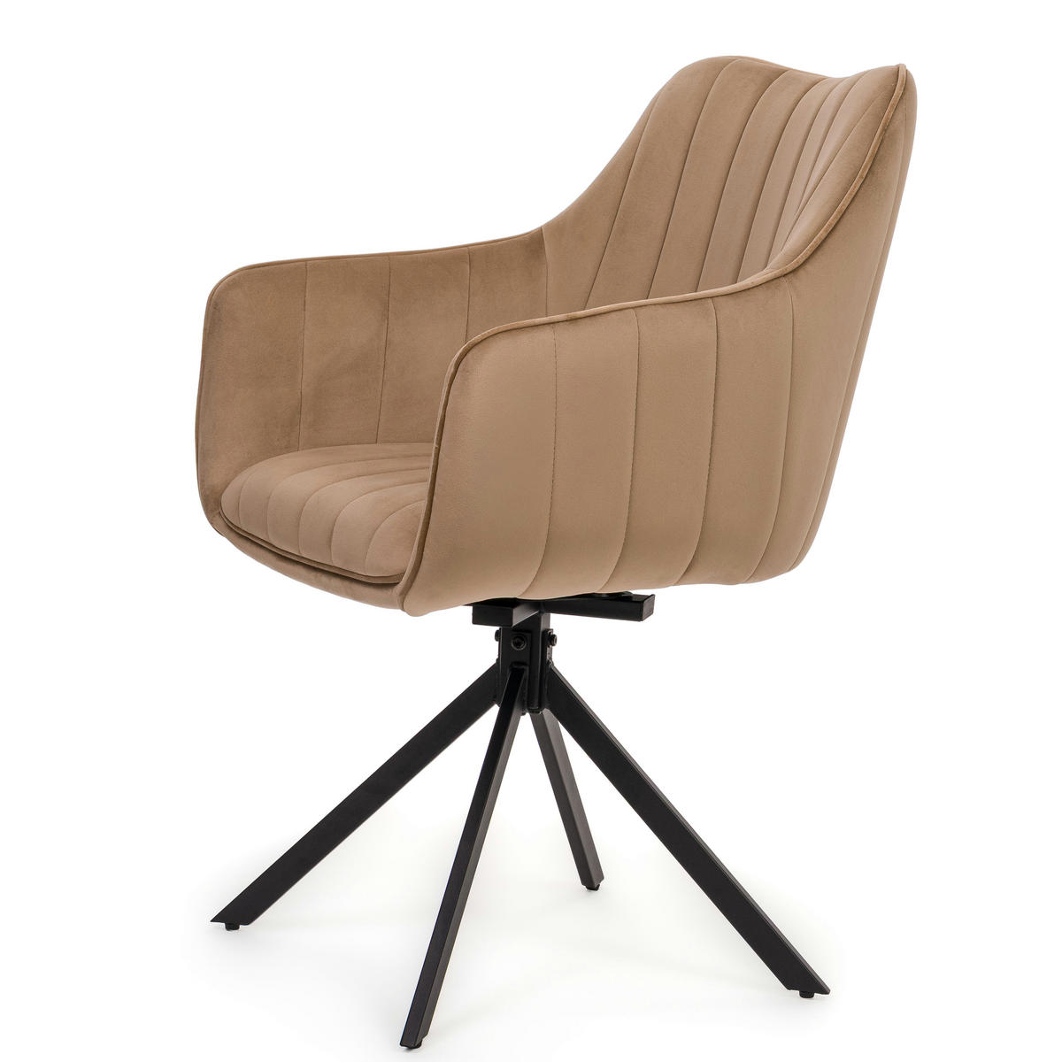 STUHL PIANO drehbar gepolsterter mit Steppung - beige - Velour - Beige/Schwarz, Textil/Metall (59/88/61cm) - NEW HOME