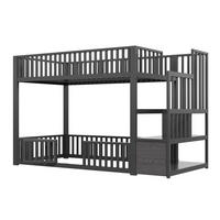ETAGENBETT 90/200 cm Schwarz mit Stauraumleiter und LED - Schwarz, Metall (90/200cm) - Oxeza