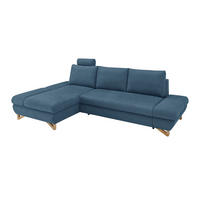 ECKSOFA blau Struktur-Stoff, Sofa mit Bettfunktion und Stauraum 284 cm - Blau, Holz/Textil (166/284cm) - Furn.Design