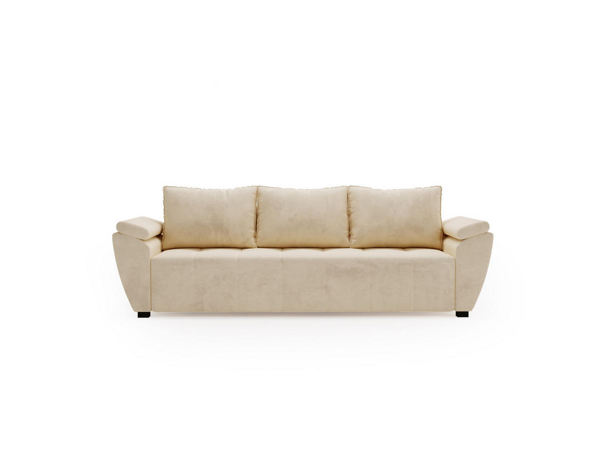 SOFA ZEUS mit Schlaffunktion MONOLITH 02 mit Stauraum - Beige, Textil (80/78/240cm) - Bedante