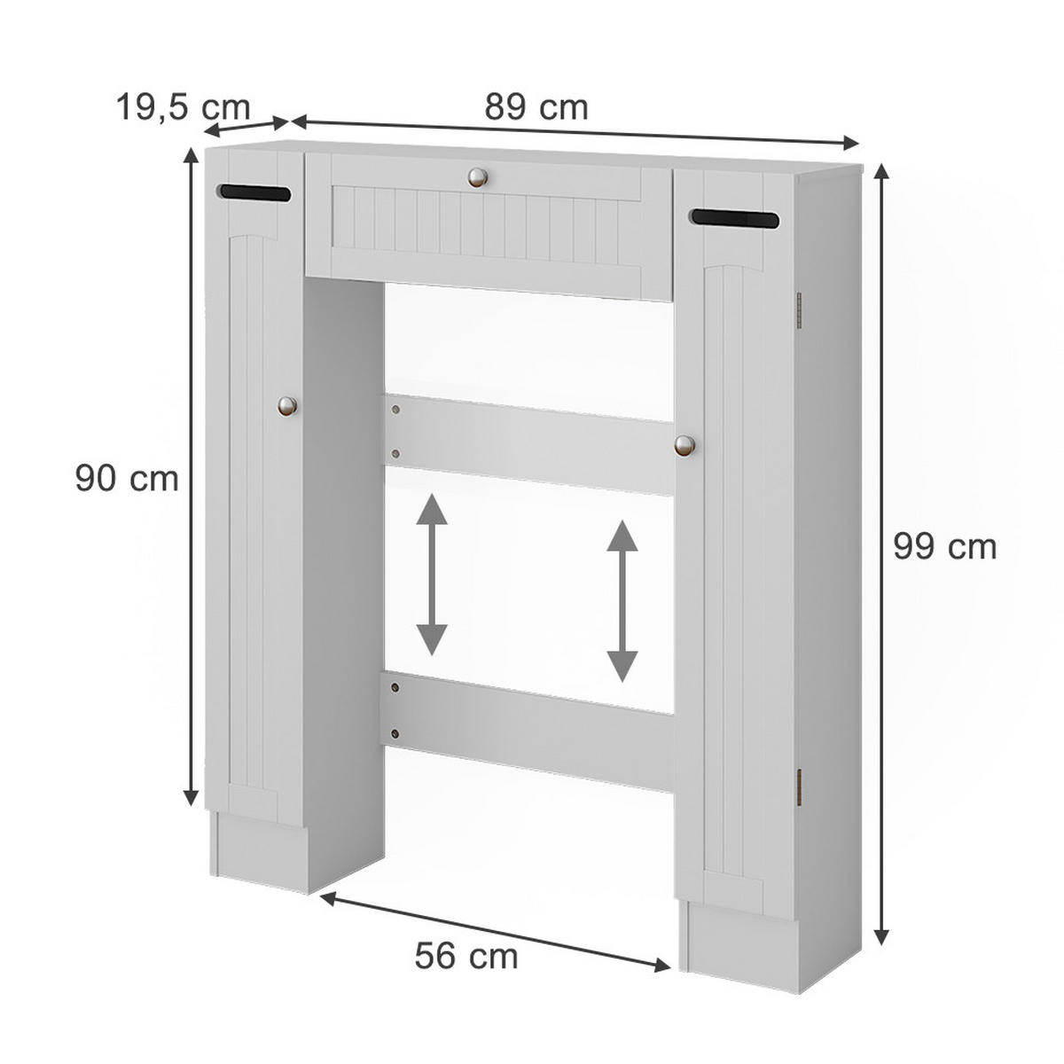 TOILETTENSCHRANK Bianco Weiß 89 x 99 cm mit 2 Toilettenpapierspendern - Weiß, Holzwerkstoff (89/99/19.5cm) - Vicco