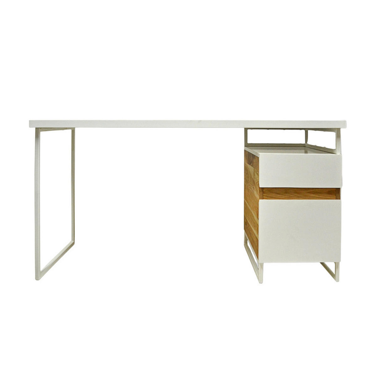 SCHREIBTISCH mit Container auf metallenen Beinen für das Büro DORIS - Eichefarben, Holz (60/150/75cm) - Rawood Furniture