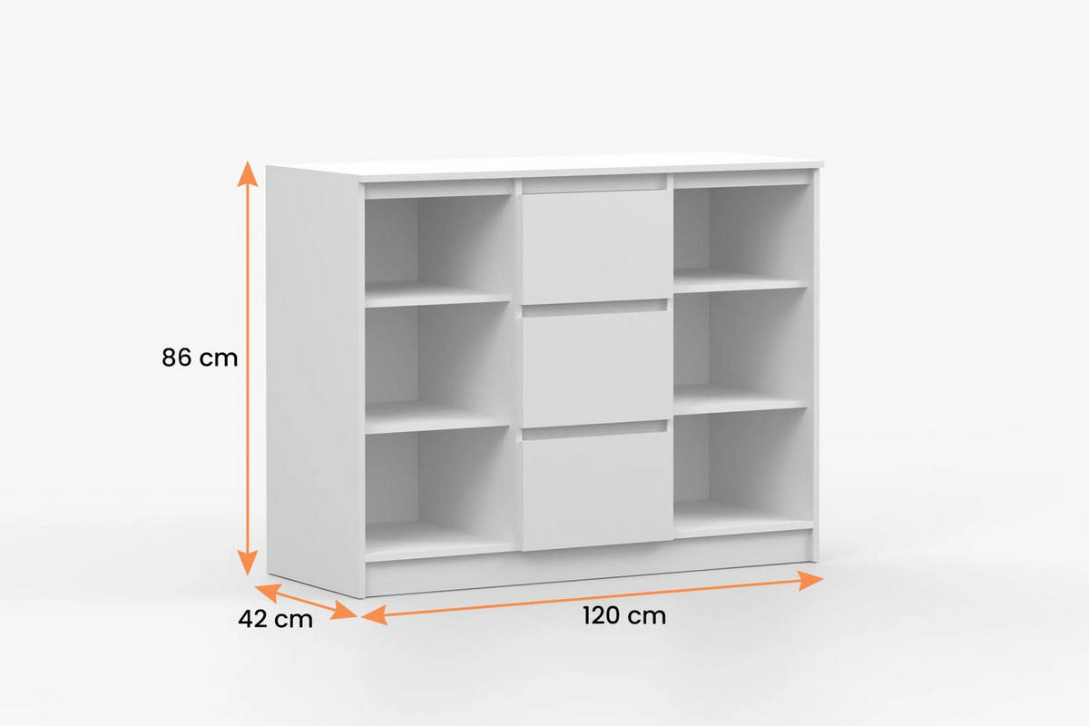KINDERKOMMODE SIMO 04 120/86/42 cm in Weiß - Weiß, Holzwerkstoff (120/86/42cm) - Deine Möbel 24