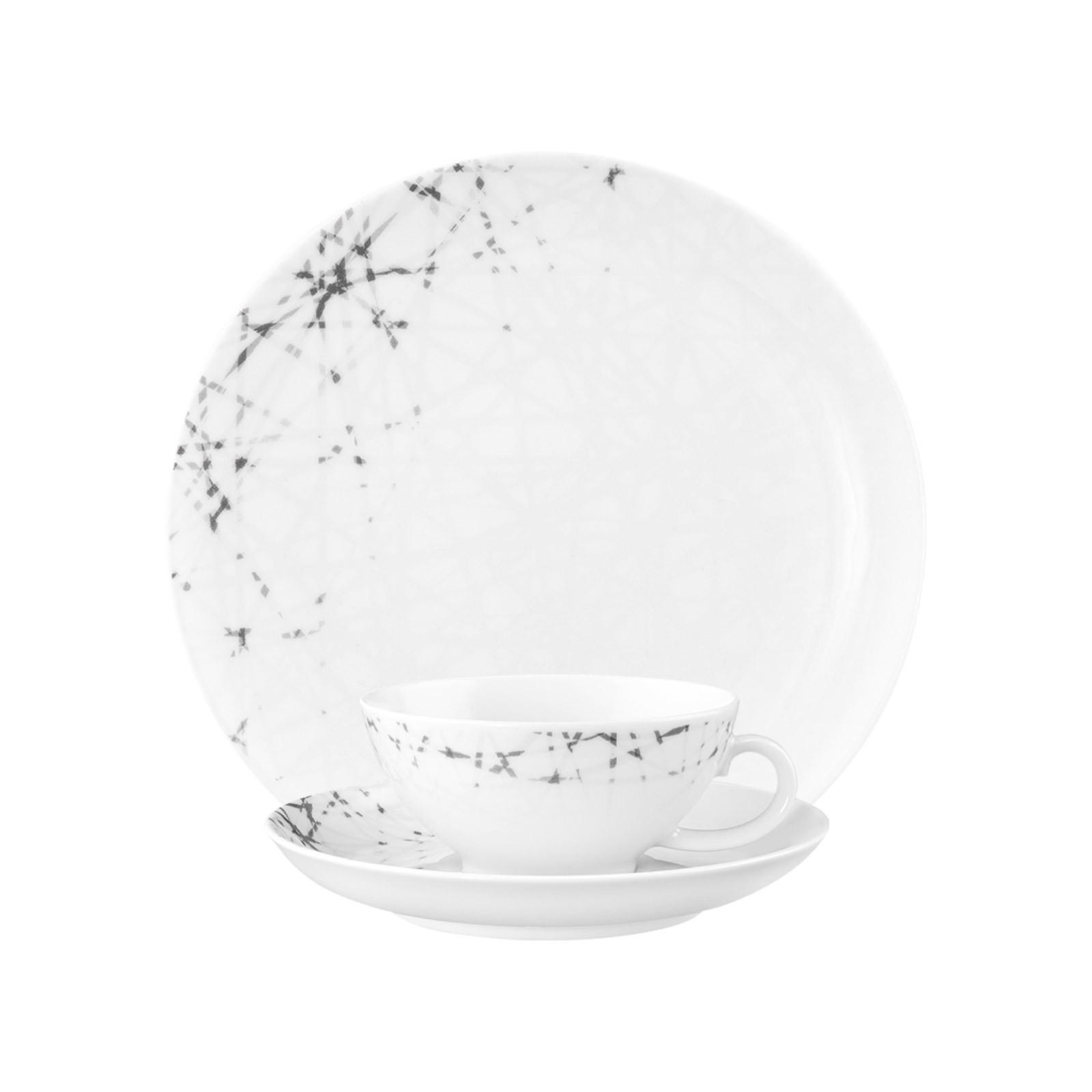 TEESERVICE Liberty Brace weiß-grau 18er Set - Weiß/Grau, Keramik (1/1/1cm) - Seltmann Weiden